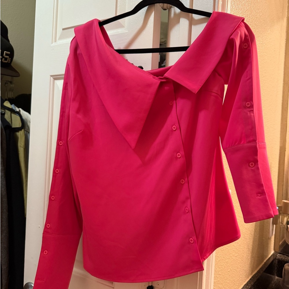 Lavish Alice Pink Asymmetrical Sailor Collar Blouse
